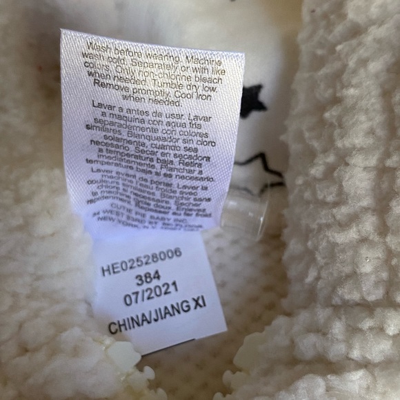 Baby Zip-Up white Hooded fleece Jumpsuit size 0-3 months NWT - Picture 10 of 11